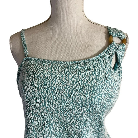 Time and Tru Bathing Suit Top Size Large Teal and White Swim Beach Summer - Picture 4 of 6